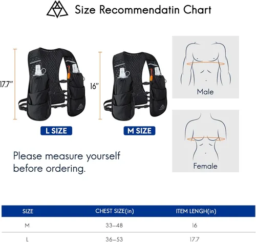Miniatura 7 de Chaleco de hidratación para correr Haimont, paquete ligero de 5L para mujer y hombre, para correr en senderos Bounce-Free Fit, Front Fuel Storage