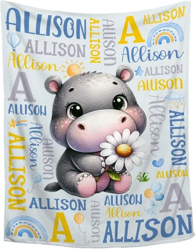 Miniatura 13 de Manta de conejo personalizada para niños y niñas, manta de bebé ultra suave, regalo personalizado, decoración de manta con nombre, 30 x 40 pulgadas