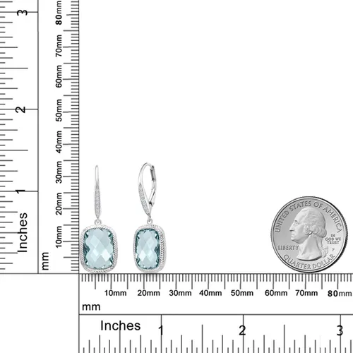 Miniatura 2 de Gem Stone King Aretes colgantes de plata de ley 925 con piedra natal y diamantes blancos cultivados en laboratorio de 4.60 quilates para mujer