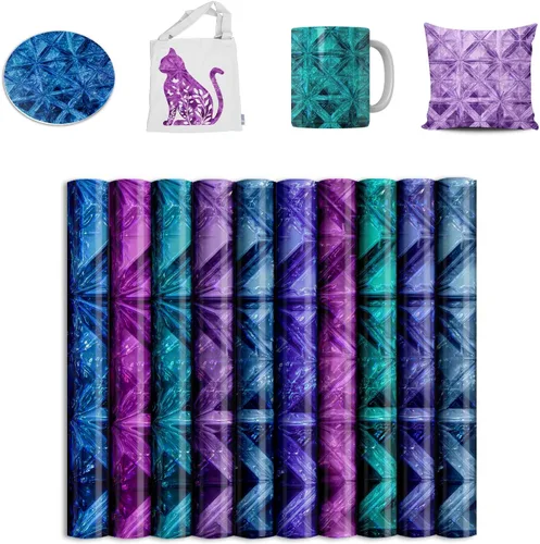 Miniatura 16 de Hojas de transferencia de sublimación para vasos, camisetas en blanco, papel de transferencia de sublimación con purpurina azul para máquina