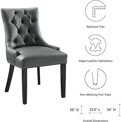 Miniatura 9 de Regent - Silla de comedor de cuero vegano copetudo en color gris