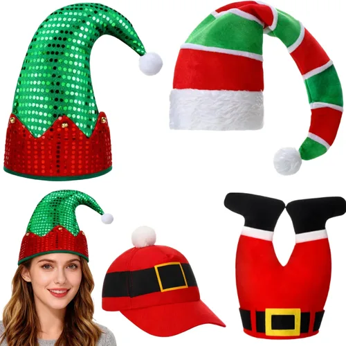 Syhood Sombreros de Navidad, gorro de árbol de Navidad de Papá Noel para fiesta, disfraz de vacaciones para adultos