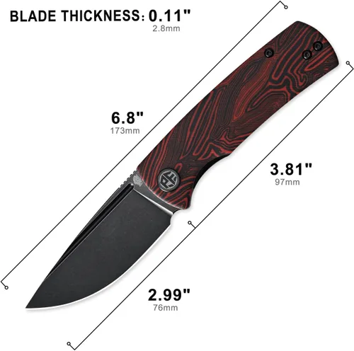 Miniatura 3 de Petrified fish PFP01X Beluga, Cuchillo plegable táctico con bloqueo de revestimiento frontal, hoja de 2.99" con arena 14C28N, 95.6g, mango G10