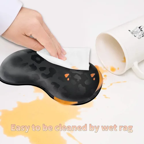 Miniatura 6 de Almohadilla ergonómica para reposamuñecas de leopardo negro + bonita alfombrilla para mouse + portavasos de espuma, espuma viscoelástica con base