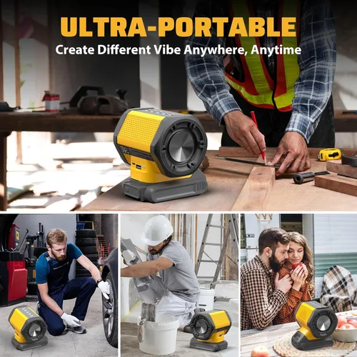 Miniatura 5 de Altavoz Bluetooth apto para batería DeWALT de 20 V Max con carga USB-A/C para campamento y fiestas (batería no incluida)