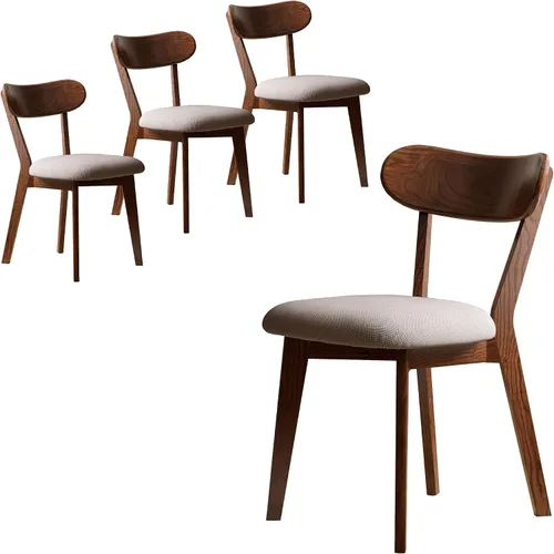 Miniatura 11 de Silla de comedor moderna de nogal de mediados de siglo, marco de roble de grado FAS, silla auxiliar individual de madera maciza sin brazos, alta
