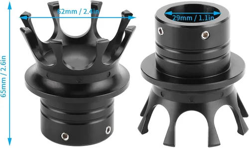 Miniatura 2 de Tapas de eje delantero para motocicleta CNC aleación de aluminio ajuste de precisión diseño de corona (negro) - 2 piezas