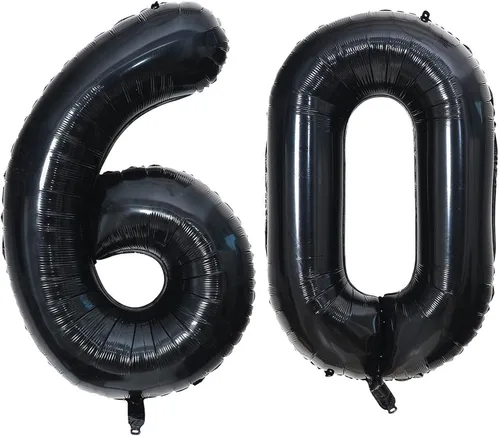 Miniatura 30 de Globos de 40 pulgadas negros con número 0 de helio, globos negros gigantes con número 0 para decoraciones de fiesta de cumpleaños, aniversario, baby