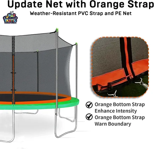 Miniatura 4 de Jump Tastic Trampoline Red de repuesto con 6 tapas de poste, red redonda de seguridad de 12 a 15 pies, resistente a los rayos UV, resistente a