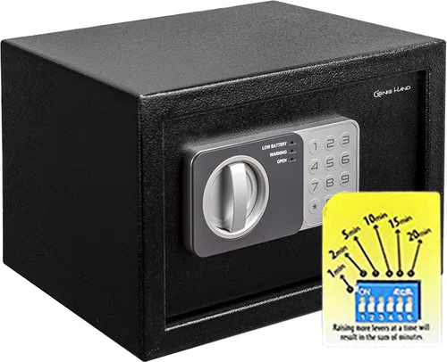 Miniatura 15 de Genie Hand Caja de seguridad antirobo, apertura controlada con temporizador, bloqueo de clase B, tecnología antirebote y llaves de apertura