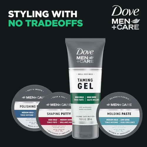 Miniatura 7 de DOVE MEN + CARE Gel de peinado de 3 unidades de gel para domar el cabello para una sujeción fuerte, producto de peinado para un cabello más grueso