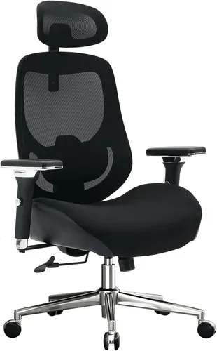 Silla de oficina grande y alta de 700 libras para personas pesadas, silla de escritorio ergonómica de malla con cojín de asiento ancho y grueso,