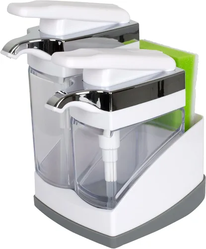 Miniatura 11 de Casabella Sider Duo - Dispensadores de jabón para fregadero con esponja, negro y cromado