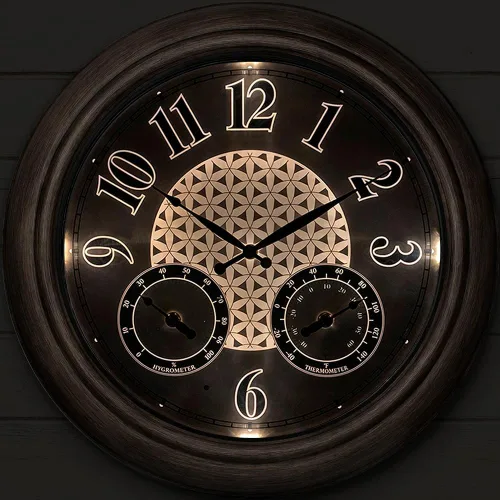 Miniatura 8 de Presentime & Co. Reloj iluminado para exteriores de 18 pulgadas, resistente al agua, reloj de pared grande iluminado con termómetro e higrómetro