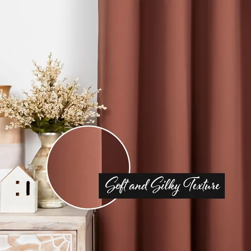 Miniatura 4 de Best Home Fashion Cortinas Opacas 2 Paneles - Tratamiento de Ventana con Aislamiento Térmico Premium Cortinas Opacas para Dormitorio - Parte Castaño
