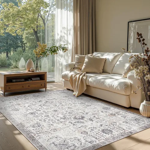 Miniatura 47 de jinchan Kalen - Alfombra de área lavable con diseño floral vintage, alfombra de entrada de medio círculo de 2 x 3, tapete de media luna de pelo
