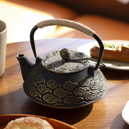 Miniatura 2 de Tetera de hierro fundido, tetera japonesa con infusor para hojas sueltas, tetera para estufa de té, cubierta segura con interior esmaltado