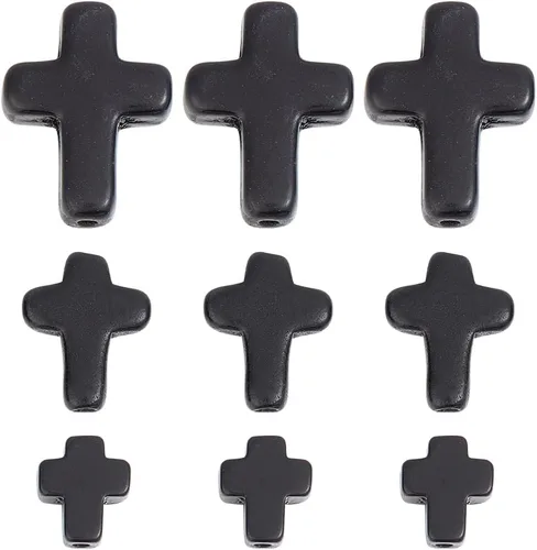 Miniatura 19 de SUNNYCLUE Mini Cuentas de Cruz, Pequeño 200 cuentas pequeñas de cruz negra de 0.315 x 0.394 in