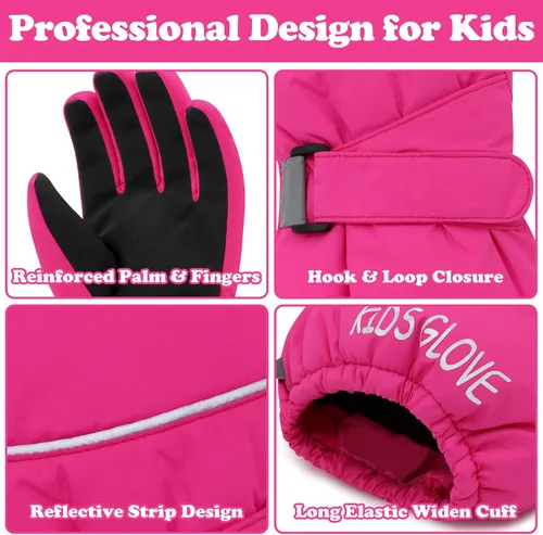 Miniatura 11 de Sarfel Guantes de nieve para niños, guantes de esquí impermeables para niños y niñas