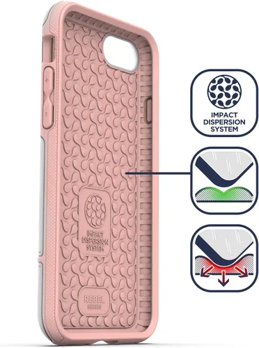 Miniatura 2 de ENCASED Rebel Armor - Funda protectora para iPhone SE (SE2 SE3 / 2020, 2022) Funda protectora de cuerpo completo (blanco/rosa)