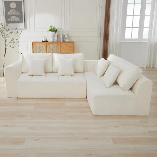 Miniatura 9 de Sofás modulares deshuesados de 140 pulgadas para sala de estar, sofá modular modular de nube comprimida, sofá moderno en forma de U de 9 plazas Gris