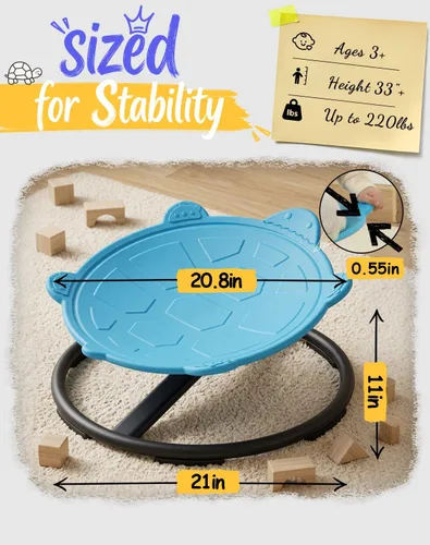 Miniatura 3 de Silla giratoria de tortuga para niños autistas, juguete giratorio sensorial, silla giratoria para niños con autismo, asiento giratorio sensorial