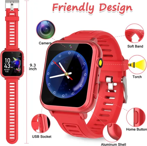 Miniatura 4 de Reloj inteligente Wiszodet para niños - Reloj inteligente para niñas y niños, regalos para niños de 4 a 12 años con 24 juegos, cámara, video
