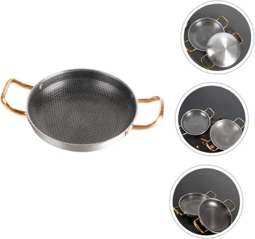 Miniatura 4 de ABOOFAN Sartén de acero inoxidable Sartén Sartén Inoxidable Tapa Antiadherente Antiadherente Huevo