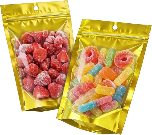 Miniatura 11 de 100pcs 7.1"x10.2" Mylar Bags for Food Storage,Smell Proof Bag with Window Resealable，Stand-up Foil Pouch Packaging Freeze Dried Candy Bag Food Azul