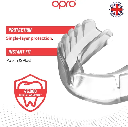 Miniatura 3 de OPRO Protector bucal a presión de ajuste instantáneo (transparente) para adultos para artes marciales mixtas y deportes de impacto, protector bucal