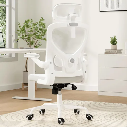 Soohow Silla de oficina, ergonómica de malla de oficina con soporte de respaldo ajustable, cómoda silla giratoria de computadora con reposacabezas,