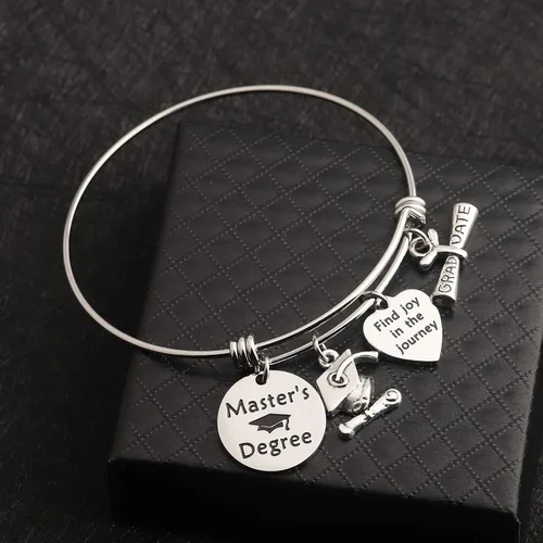 Miniatura 2 de TGBJE Regalo de graduación de maestros, pulsera con texto en inglés Find Joy In The Journey, regalo de graduación universitaria, regalo de maestría