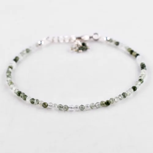 Miniatura 31 de Natural Gemstone Micro Round Beads Dainty Choker Bangle Bracelet, Handmade Jewelry for Women, Healing Chakra Crystals Silver Plated Chain 8 inch