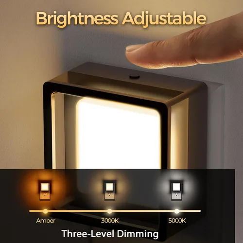 Miniatura 2 de DORESshop Luz nocturna LED, luces nocturnas enchufables a la pared (paquete de 2) con sensor de atardecer a amanecer, luces nocturnas regulables