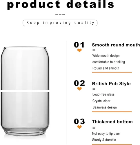 Miniatura 9 de LUXU Vasos de cerveza con forma de lata de 20 onzas, juego de 2 vasos de cerveza artesanales, vasos de cerveza grandes para cualquier bebida