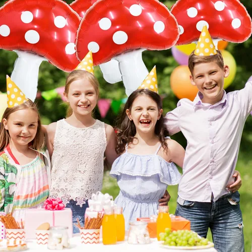 Miniatura 5 de Paquete de 31 globos de papel de aluminio con forma de hongo de 31 pulgadas, proveedor de fiesta de cumpleaños de hadas, princesa, cumpleaños