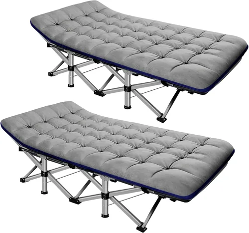 Miniatura 16 de ABORON Catre de Camping para Adultos de 28" Extra Ancho, Resistente 1200D Oxford Catre para Dormir, Cama de Campamento Plegable Portátil con Gris