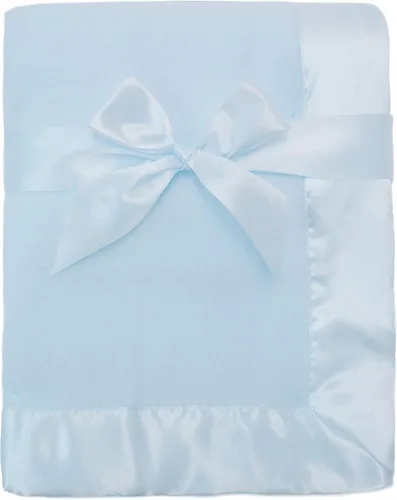 American Baby Company Manta de forro polar (30 x 40 pulgadas) con ribete de satén similar a la seda, suave, cálida y acogedora, azul, para niños y