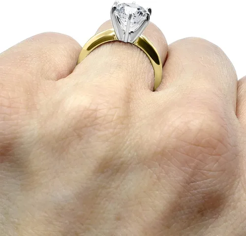 Miniatura 7 de Anillo de oro amarillo con circonita cúbica de 14 quilates y 6 puntas
