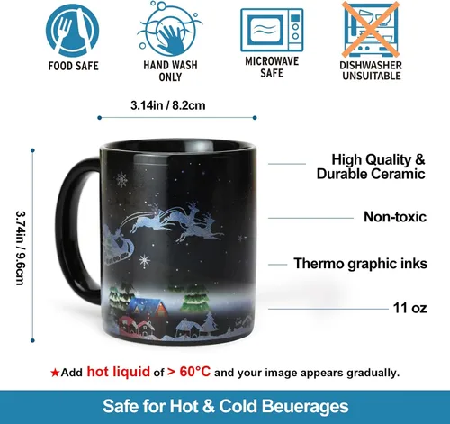 Miniatura 4 de Taza mágica que cambia de color de 12 onzas, taza de café navideña con caja de regalo para mujeres, hombres y niños
