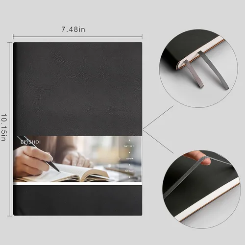 Miniatura 4 de EMSHOI Cuaderno de Puntos Bullet Journal, Diario Grande B5 de Cuero con Tapa Blanda, 192 Páginas Numeradas de 100gsm, Cuaderno de Cuadrícula