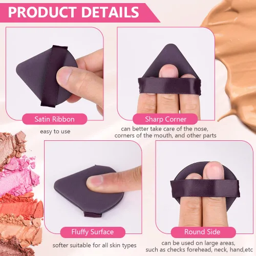Miniatura 4 de Ainiv 6 esponjas de maquillaje con cojín de aire para base, soplos de polvo triangulares con estuche portátil, esponjas de maquillaje secas