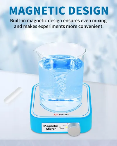 Miniatura 4 de Xin Tester Mini agitador magnético de 3000 RPM, mezclador magnético de laboratorio recargable máximo de 3 litros con 4 barras de agitación para Azul