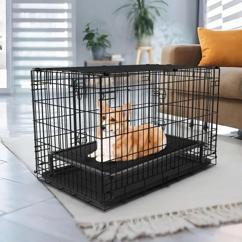 Miniatura 7 de Veehoo Cama Elevada para Perros a Prueba de Masticación, Catre Elevado Duradero para Mascotas con Colchoneta Impermeable Rellena de Algodón PP Negro