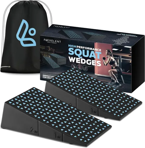 Par de Bloques en Cuña para Sentadillas Flexelent - Bloque en Cuña para Sentadillas con Talón Elevado para Sentadillas Más Profundas, Levantamiento