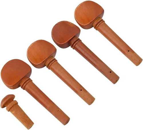 Miniatura 5 de Accesorios para violín 4/4, kit completo de piezas de madera con soporte para barbilla, pasador de cola de corcho, clavijas de afinación de corcho