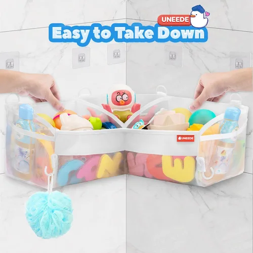Miniatura 7 de UNEEDE Almacenamiento de juguetes de baño – Organizador de almacenamiento de juguetes de baño de esquina de 3 compartimentos, 4 galones de secado