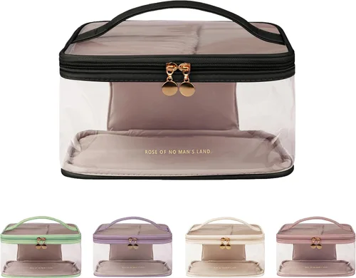 Bolsa de aseo transparente, organizador de artículos de aseo de viaje transparente, gran apertura, bonita bolsa de maquillaje de viaje, artículos