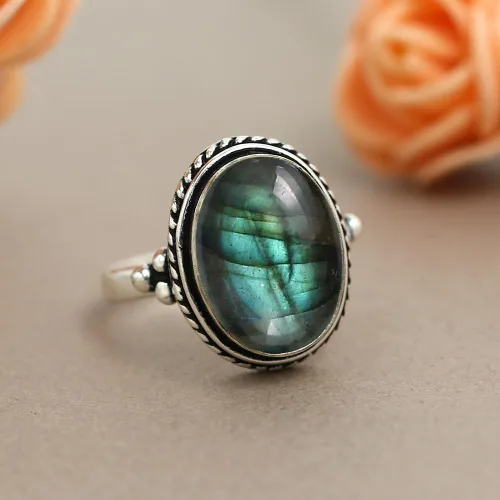 Miniatura 7 de Anillos de plata de ley chapados a mano para mujeres, anillo de piedra natal bohemia del suroeste, joyería para el día de la madre, regalos