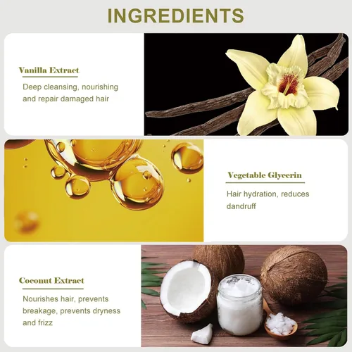 Miniatura 3 de Barra de champú de coco y vainilla, cuidado natural del cabello, suavidad sedosa y nutrición, fortalece el cabello y da volumen, sin parabenos